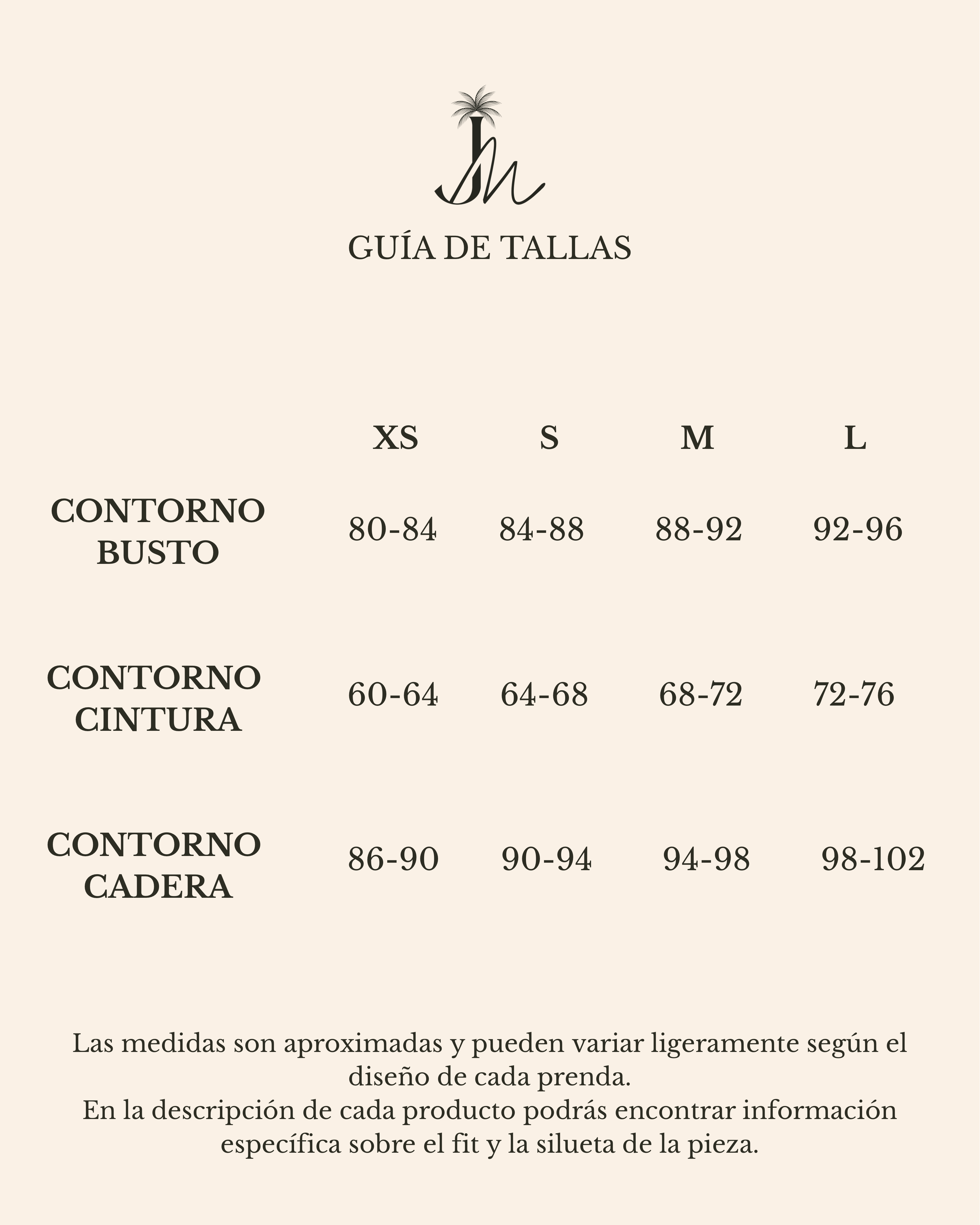 Guía de tallas Juliamar